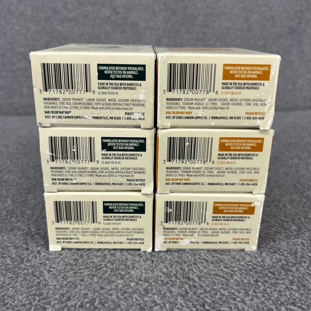 6x Duke Cannon Brick of Soap Men 4.5 oz Buffalo Trace Sawtooth Bourbon Cedarwood